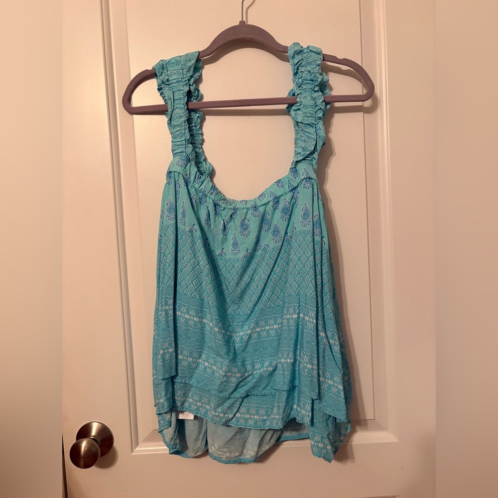 Crown & Ivy Turquoise Sleeveless Blouse